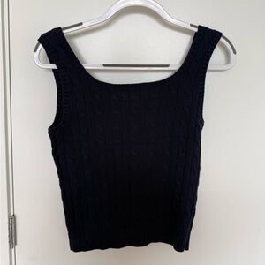 Ralph Lauren Navy Cable-Knit Sleeveless Top